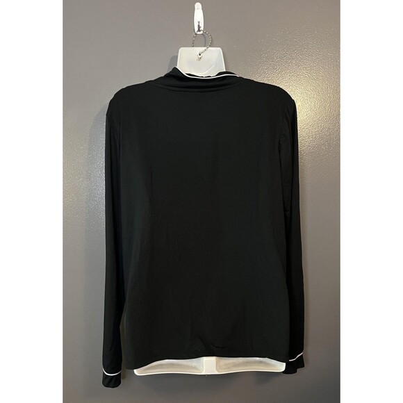 Born Pajama Shirt Womens Large Black Button Front Long Sleeve Piped Sleepwear - Picture 5 of 6